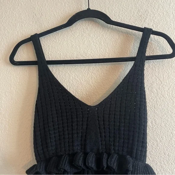 Black V Neck Knit Sleeveless Peplum Top Whimsigoth Fairy Grunge Womens Medium - Picture 4 of 7